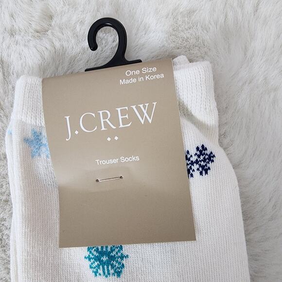 NEW J. Crew Women's White Snowflakes Trouser Socks - Picture 3 of 8